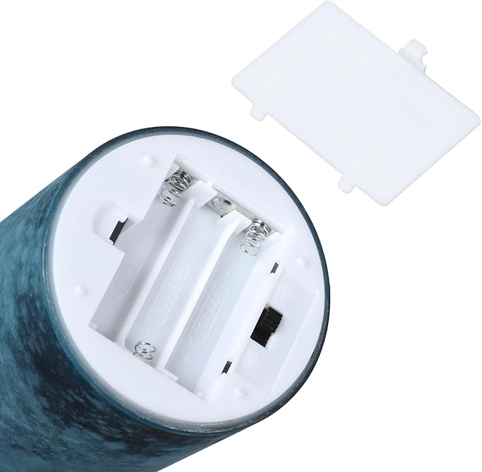 Blue Flameless Candles Set of 3, Sandblasted Glass LED Pillar Candles with Remote, Battery Operated Flickering Candles for Coastal Home Decor, Party Bathroom Holiday Birthday Wedding Decoration