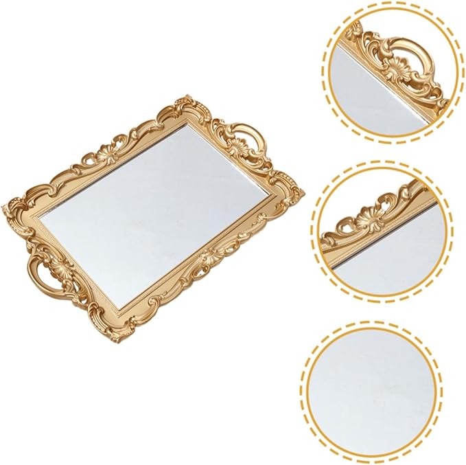 Generic Vintage Mirror Vanity Tray Perfume Organizer Tray for Dresser Tops Decorative Makeup and Jewelry for Bathroom and Home Décor