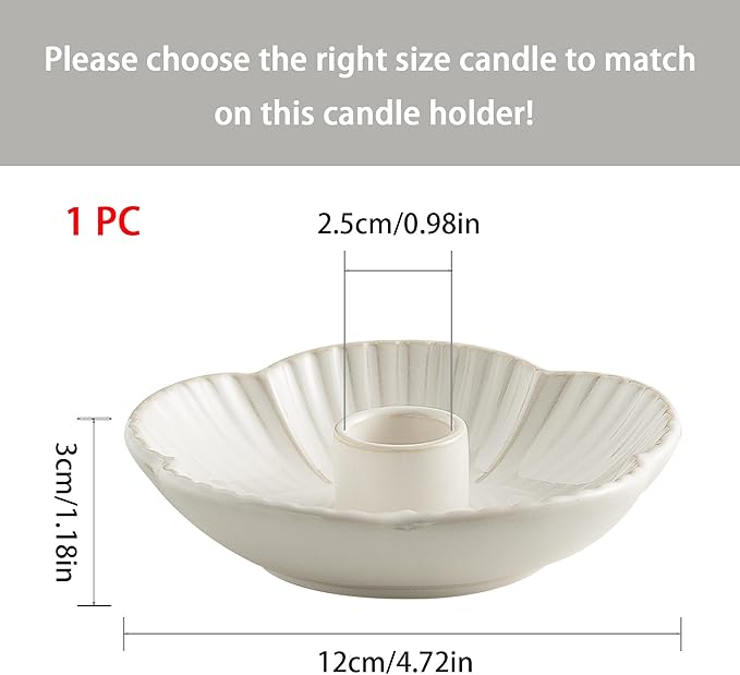 Ceramic Candlestick Holder, Candle Holder for Taper Candles,Incense, Santo Palo, Halloween Christmas Wedding Parties, Dining Room Home Decoration Display - White