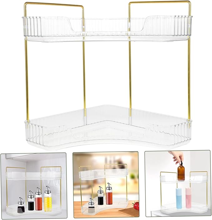 Cabilock Corner Shelf Organizer Storage Rack for Kitchen Spice Bathroom Shower and Makeup Countertop and Stable Design for Home Use