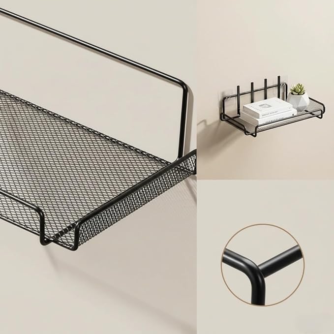 Wall Mount Router Shelf - No Drill WiFi Router & TV Set Top Box Storage Rack | Home Wall Organizer for Bathroom, Office, Living Room