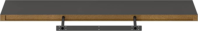 Ballucci Floating Shelf, 48" Wood Wall Shelf with Invisible Brackets for Bathroom, Living Room, Bedroom, Kitchen, Nursery, 8" Deep, Black
