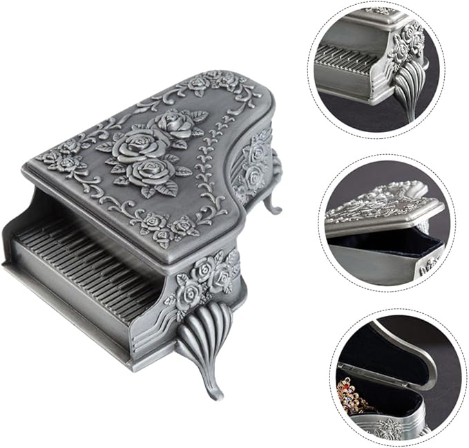 NOLITOY Vintage Alloy Jewelry Storage Box Retro Style Multipurpose Jewelry Case for Rings Earrings Necklaces Metal Makeup Organizer for Bedroom Living Bathroom