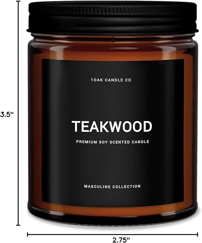 1OAK Scented Candles for Men - Teakwood Candle - Masculine Candle - Soy Wax, Long Burning Premium