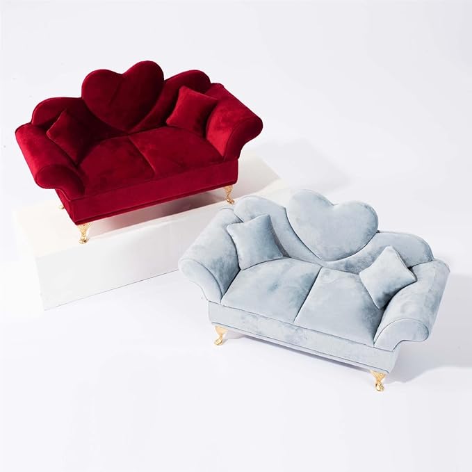 Jewelry Box Creative Flannel Jewelry Organizer Small Sofa Shape Jewelry Organizer Makeup Mirror Ring Organizer Jewelry Organizer for Rings Necklaces Bracelets Earrings ( Color : Gray , Size : 24*9*17c