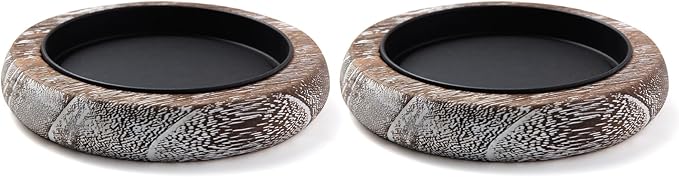Hatway Wood Candle Holder Farmhouse Decor Wooden Pillar Candles Tray for Table Centerpiece Small Decorative Tray Riser Round Wooden Plate Pedestal Stand for Coffee Table for Christmas Decor-Bai-2