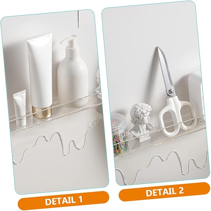 DOITOOL Clear Acrylic Wall Floating Shelf 2-Pack Wall-Mounted Storage Rack for Cosmetics Makeup Brush Organizer Bathroom Kitchen Living Room Display 11.81X5.90X2.55 Inches