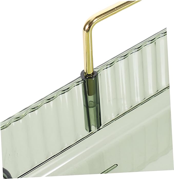 VOSAREA Triangular Makeup Organizer Green Cosmetic Storage Rack Single Layer Vanity Shelf for Bathroom Counter Perfume and Jewelry Display for Bedroom