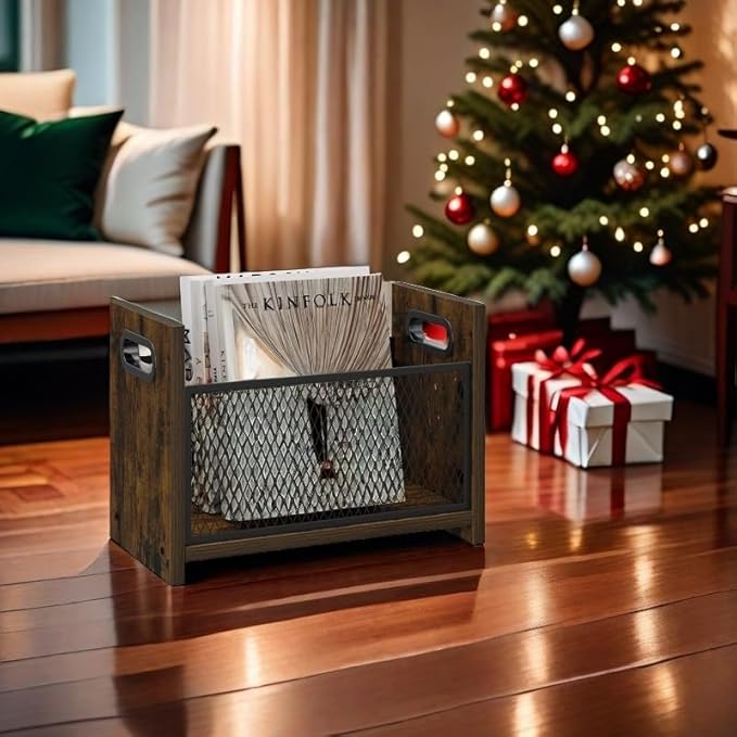 Magazine Rack, Magazine Holder for Desktop and Home Office, Magazine Rack Floor, Magazine File Holder Storage Basket for Letters, Magazines, Books, Newspapers 14.09" L x 7.5" W x 10.43" H