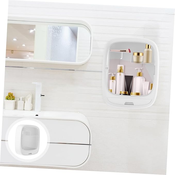 1pc Wall-mounted Makeup Organizer Box Lipstick Holder Shower Accessories Storage Rack Decorative Bathroom Storage