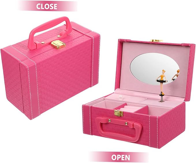 balacoo Elegant Jewelry Box Organizer Pink Storage Case for Jewelry Makeup and Accessories Buckle Lock for Women and Girls