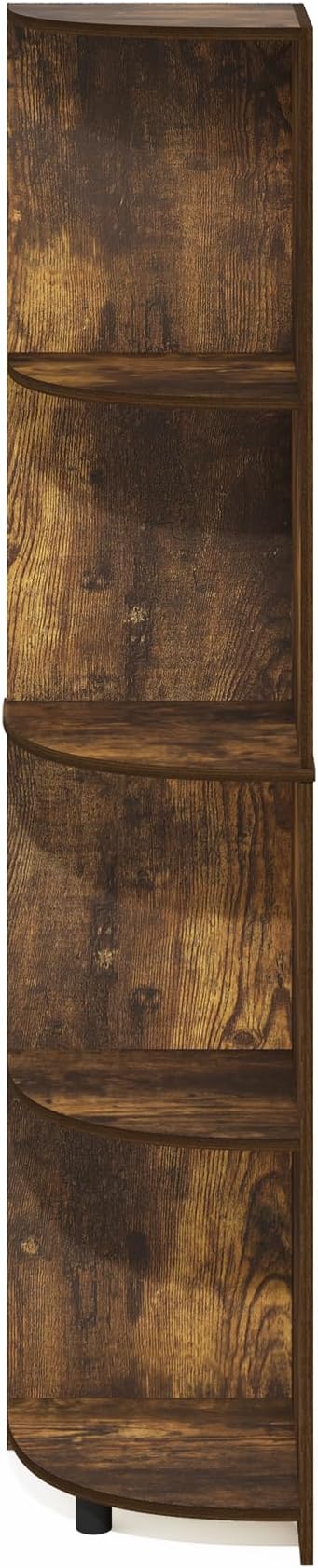 Furinno ECON Corner Shelf, 4-Tier Corner Book Shelf, Storage Shelves, Display Rack, Bookshelf, for Organization and Storage, Living Room, Home Office, Amber Pine