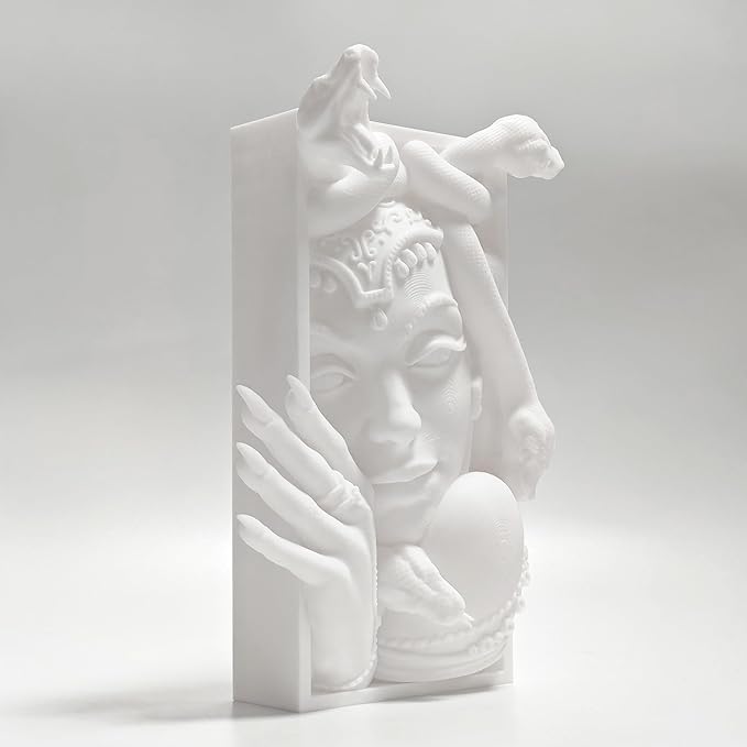 Medusa 3D Printed Decorative Bookend Lightweight Durable Book Shelf Accessories for Friends Stylish Bookend Ideal Home Decor Essential for Book Lovers (White Medusa)