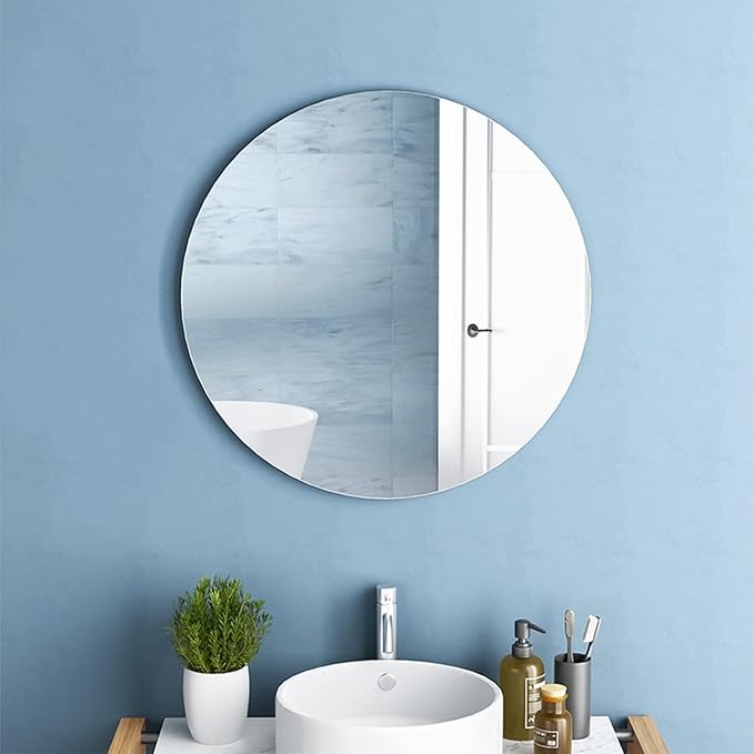 DARENYI 16'' Round Wall Mirror Sheet Self Adhesive, Non Glass, High Clear Acrylic Circle Mirror Decorative for Wall, Bathroom, Bedroom, Door, Deocr