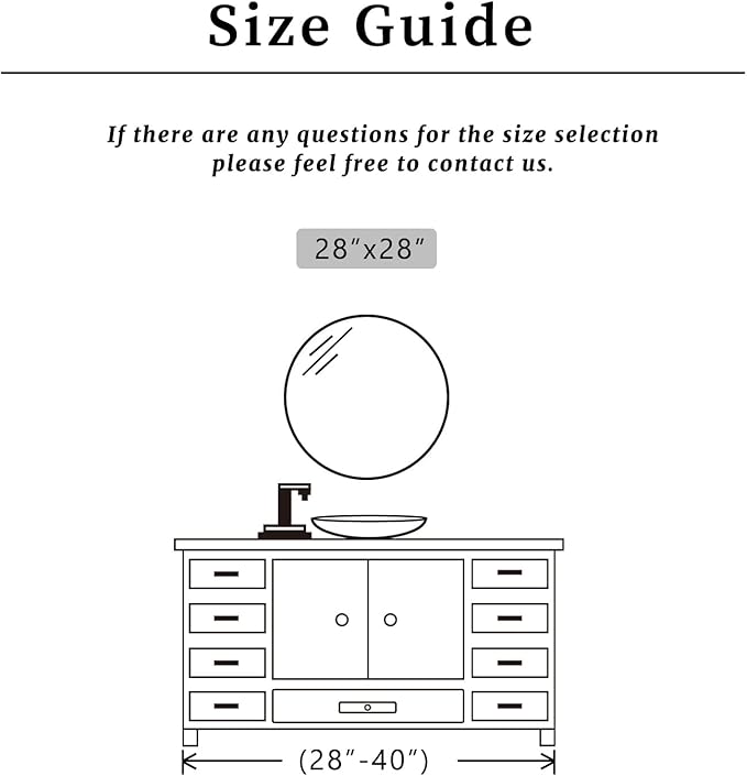 Sunniry Round Mirror 28 inch, Round Black Mirror, Circle Bathroom Mirrors Metal Frame, Wall Mounted Circle Mirrors for Bathroom, Living Room, Hallway, Farmhouse.