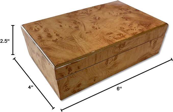 Cruiser's Caché Burl Wood Design Luxe Decorative Box | Fully Suede-Lined | Large - 10 inches