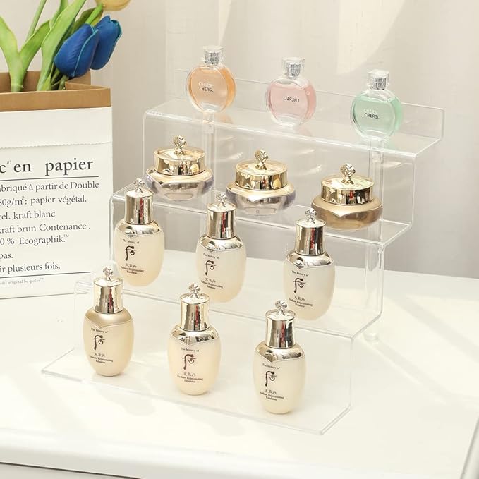Acrylic Stands for Display,4 Tier Clear Cupcakes Perfumes Figurines Display Stand Risers Shelf Vendors Amiibo Funko Cupcakes Perfumes Candies Cosmetics Decoration and Organizer