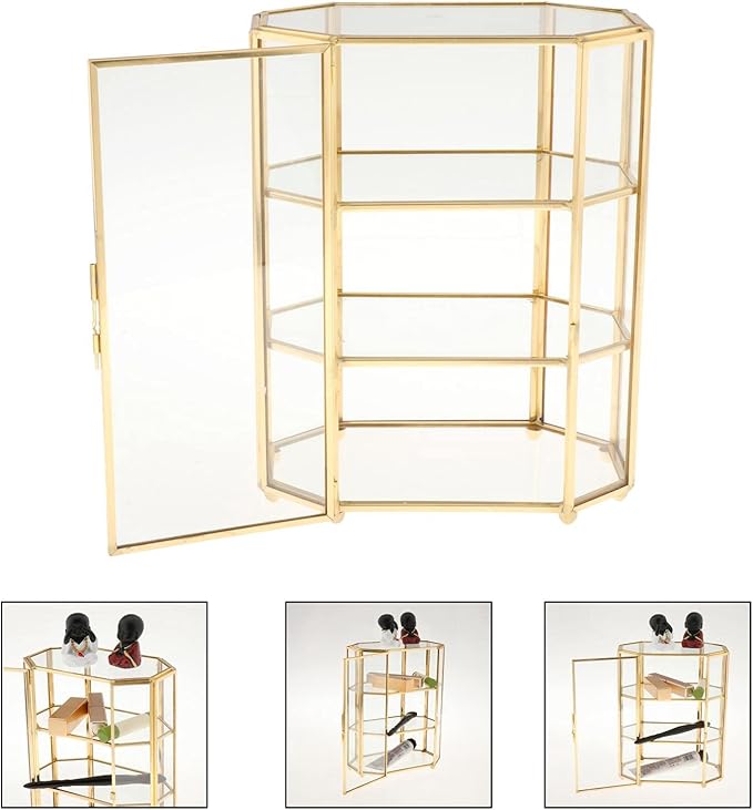 3-Tier Jewelry Box Glass Makeup Organizer Jewelry Box Multifunction Display Case for Dressing Table Decoration Storage