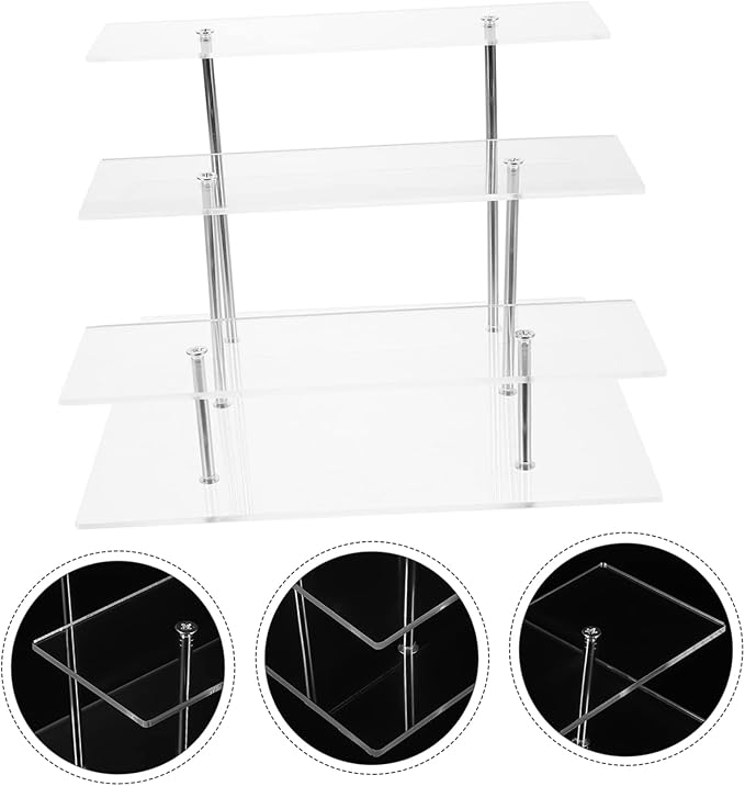 Mobestech Acrylic 3-Tier Perfume Display Rack Makeup Organizer Stand Multi-Level Acrylic Riser for Vanity Crafts and Figurine Showcase