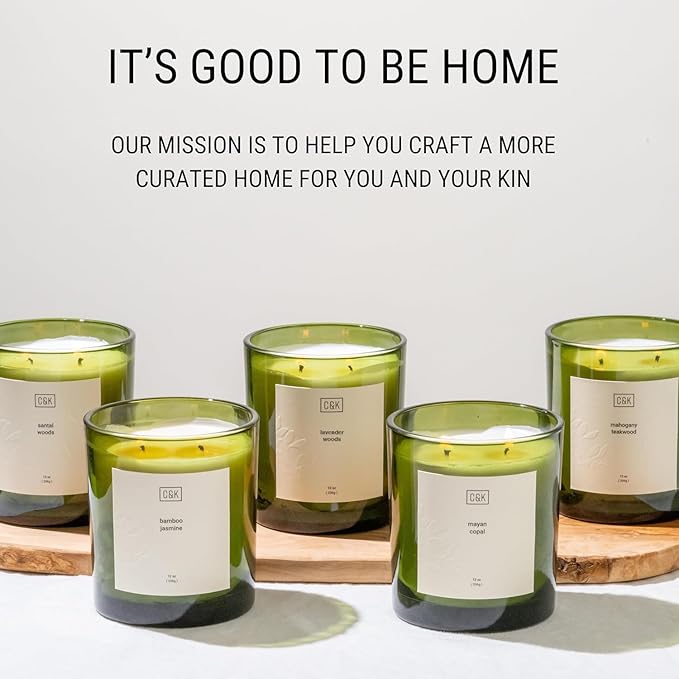 Craft & Kin Lavender Scented Candles | 12oz Premium Lavender Woods Winter Scented Candles for Men and Women | Candles Made with Natural Soy | Nature Collection