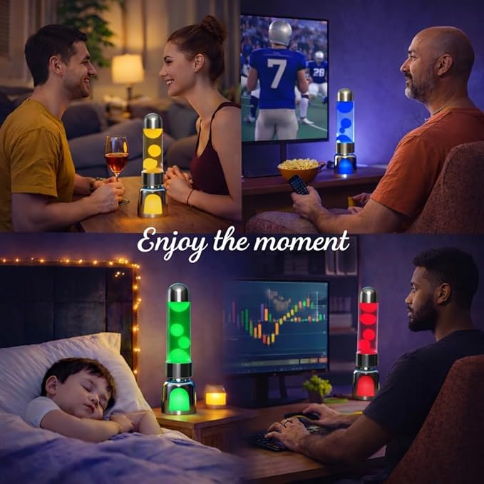 Liquid Motion Lamp Lighthouse Style 13" LED Night Light for Adults Kids with Remote 13 RGB Color Changing Decorative Mood Light for Bedroom, Aesthetic Home Decoration, Table Lamp, White Wax