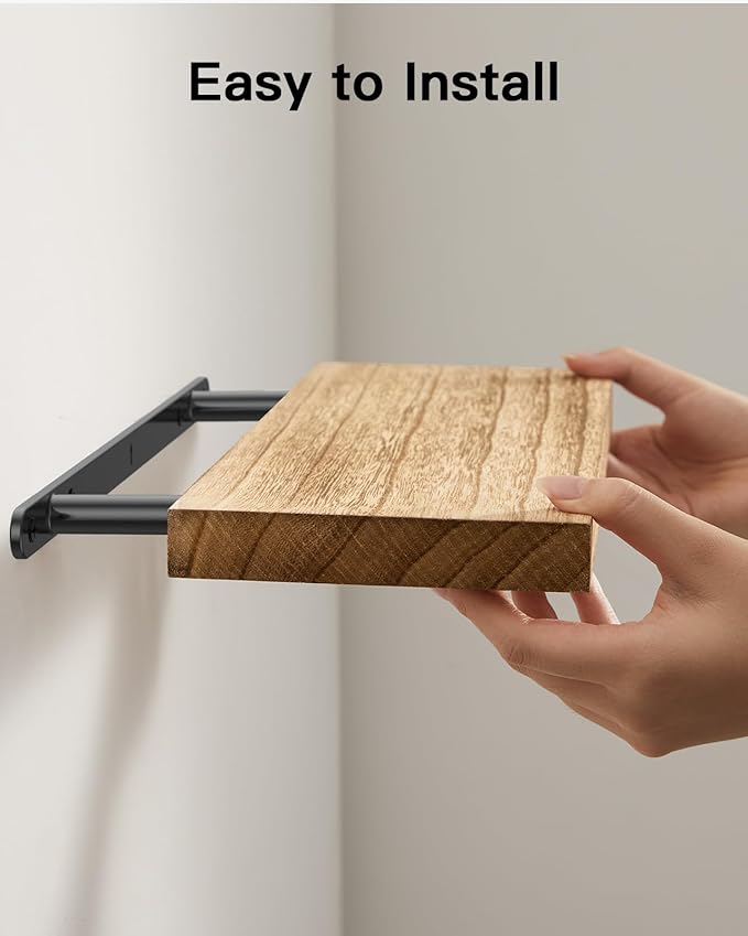 AMADA HOMEFURNISHING Floating Shelves, Paulownia Wood Wall Shelves for Living Room/Bedroom/Kitchen/Home Office, Wood Floating Shelf for Home Storage & Organization Set of 4 15.75" L x 5.91" W x 0.98"H