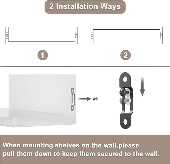SRIWATANA Floating Shelves Wall Mounted, Solid Wood Wall Shelves Set of 3, Dark Brown…