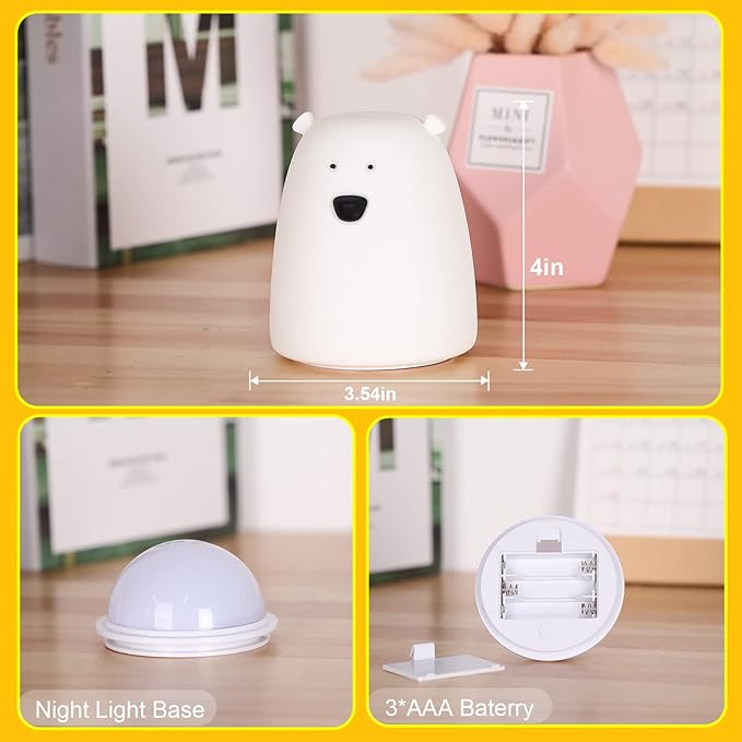 ZKLiLi Night Light for Kids Lamp, 16 Colors Lamp Cute, Dimmable Baby Night Lights for Nursery,Silicone Rechargeable Nightlight for Kids Room, Kawaii Room Decor (GJDB01)