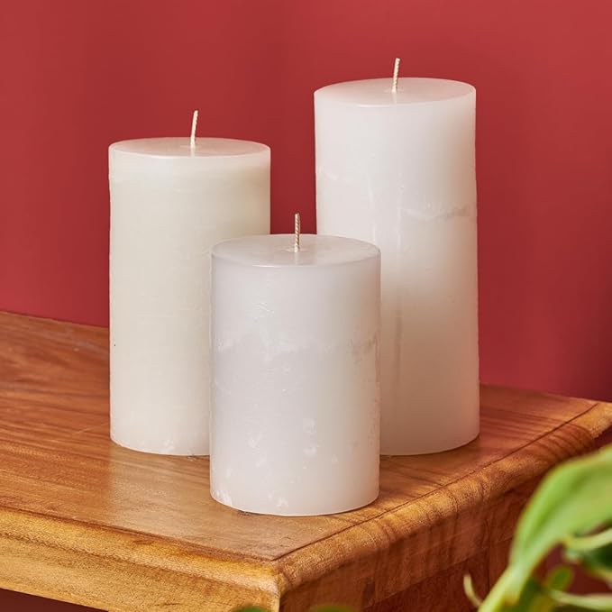 Peppermint Candle, Set of 3, 3x4, 3x5, 3x6 Scented Pillar Candles, Christmas, Holiday Home Accent, Candy Cane Aroma, Fresh Winter Scent, Seasonal Gift Candle for Men and Women
