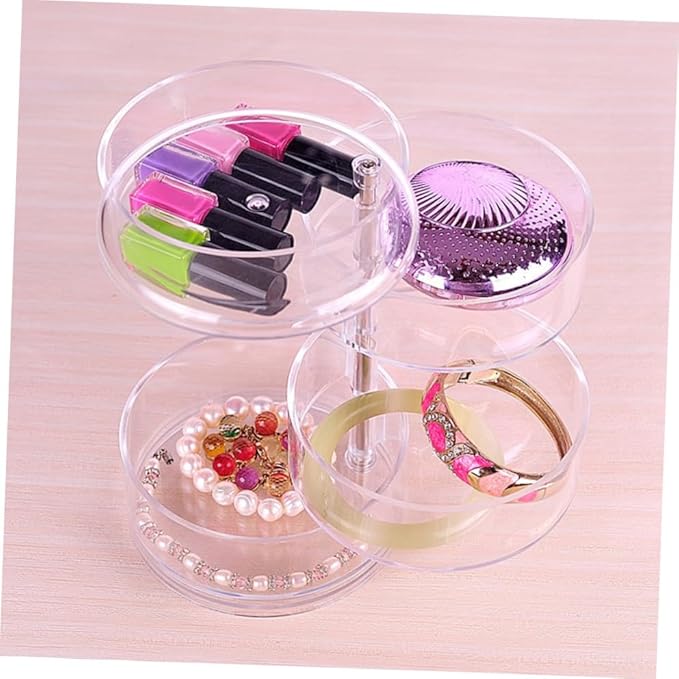 2pcs Plastic Jewelry Storage Box Four-layer Circular Organizer for Makeup Accessories and Items for Desktop Use