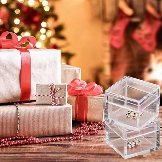 KissYou Small Acrylic Box with Lid Clear Candy Boxes for Display Graduation Wedding Birthday Party Candy Boxes Acrylic Decoration Plastic Square Cube