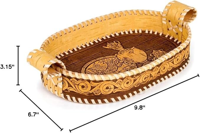 Birch Bark Bread and Pastry Basket, Bread Storage Container and Fruit Basket for Serving Set (Serving Basket)