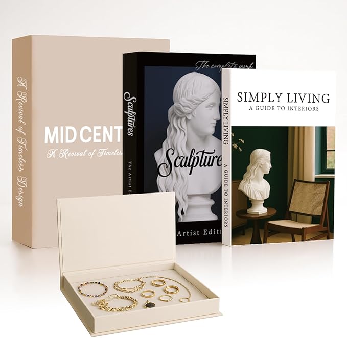 Aesthetic Decorative Books Set of 3 Decorative Coffee Table Books Bookshelf Decor Fake Book Storage Box for Home Décor Accents Photo Storage Keepsake Box