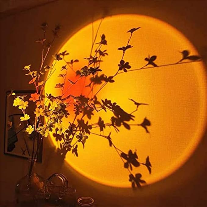 Sunset Lamp, 360° Rotation Sunset Projector Light, 6 Colors Rainbow Projection Night Light, USB LED Atmosphere Lamp for Selfie, Photography, Bedroom Decor, Living Room & Home Ambiance Lighting
