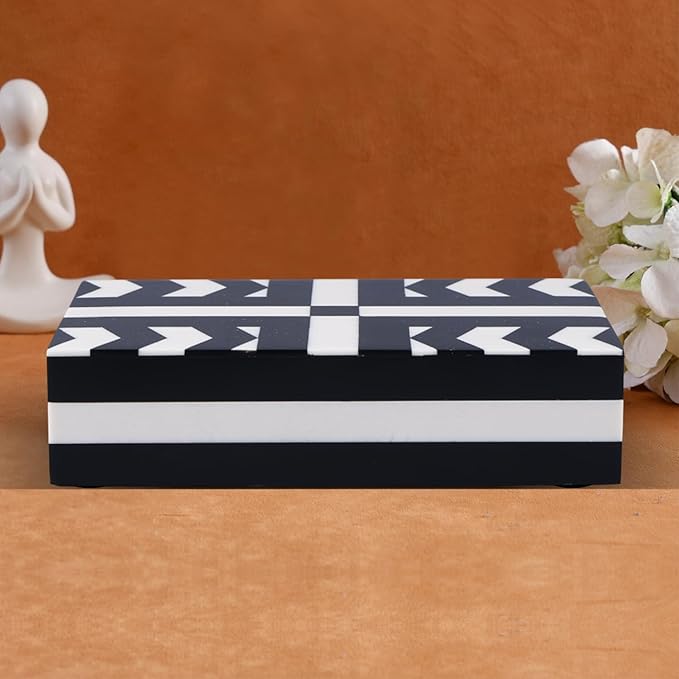 Handicrafts Home Large Decorative Storage Box with Lid– 8x5x2” Coffee Table Organizer, Keepsake-Decorative Boxes for Home Decor, Stylish Decorative Box for Office Décor- Patisserie Adorn