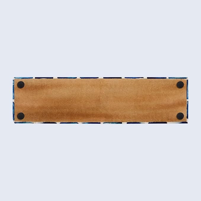 Handicrafts Home Decorative Storage Box with Lid, Moroccan Remote Control Holder Box, Slim Coffee Table Storage Organizer, Bone Inlay Resin Wooden Desk Shelf Storage Box, Blue, 10 x 2.5 x 1.5