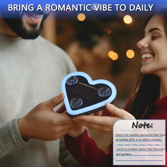 2Pcs Solar Powered Heart Light for Car, 2pcs LED Wireless Ambient Lamp with 6 Modes & Vibration Sensor Can Automatically Power the Light On, Romantic Ambient Gift for Couples (Ice Blue)