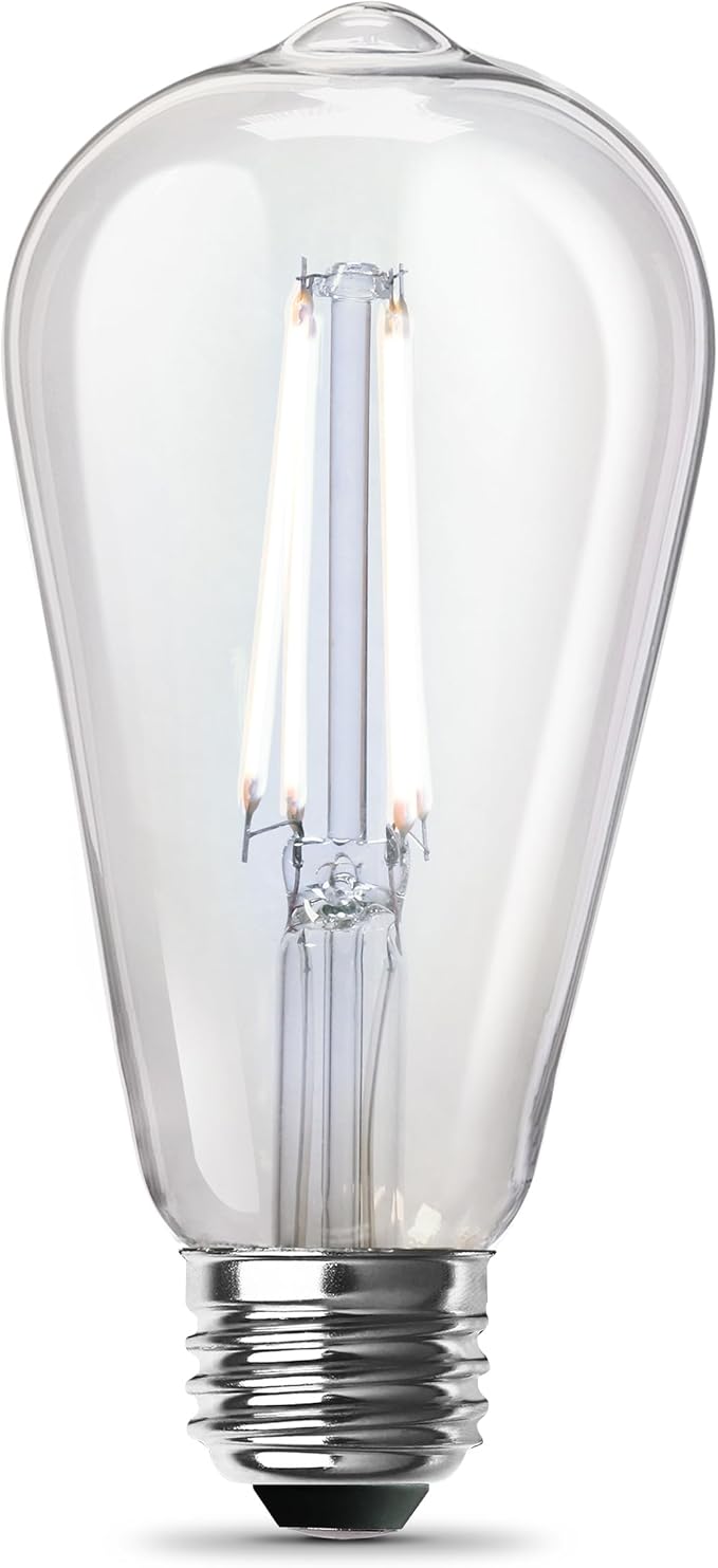 Feit Electric ST19 Vintage Edison LED Light Bulb, 60W Equivalent, Dimmable, 5000K Daylight, 800 Lumens, E26 Base, Retro Filament Light Bulbs, 15,000-Hour Lifetime, ST1960/CL/950CA/2/4, 8 Pack
