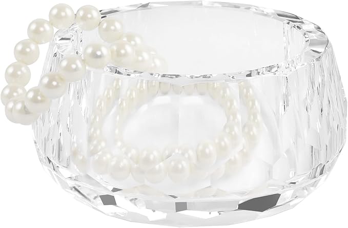 Crystal Clear Cosmetic Jar Candy Container, Transparent Empty Storage Jar for Makeup, Loose Powder, Bath Salts, Vanity Organizer, Open-Top Desk Decor for Rings & Cotton Balls