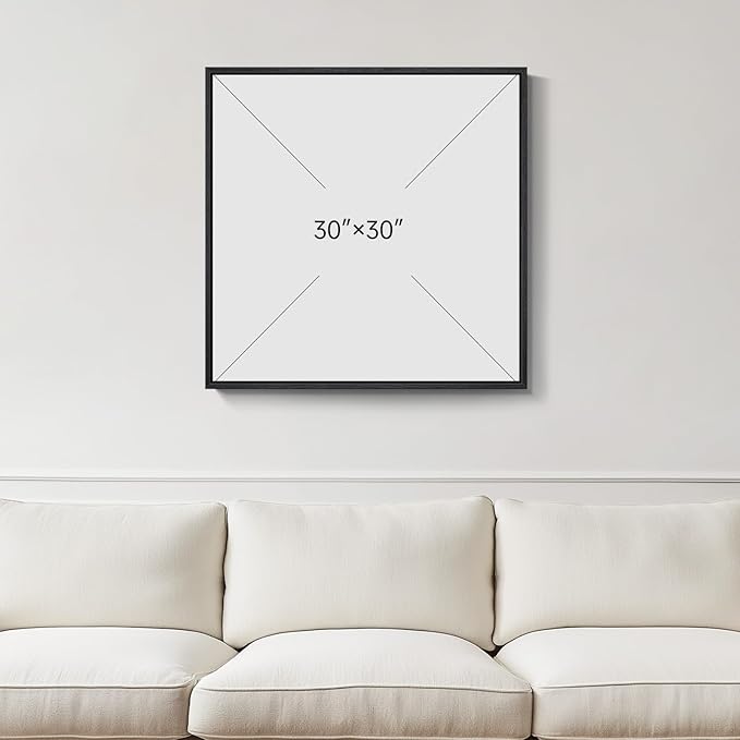 Large 3D Textured Framed White Abstract Wall Art for Living Room, Modern Geometric Sandstone Texture Paintings Artwork for Walls, White Minimalist Pictures for Bedroom Hallway Wall Decor 30x30 In