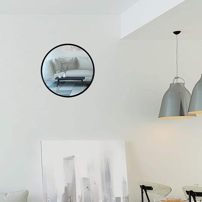 12-inch Aluminum Frame Modern Black Round wall Mirror, Suitable for Decorative Small Metal Frame Round Mirrors in bathrooms, Living Rooms, entrances, and corridors(Black, 12x12)