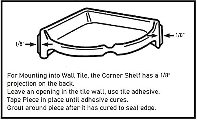 Tenedos Bone Almond Glazed Ceramic Bathroom Accessory (Large Size Corner Shower)-Not Suitable for Flat Surface Installation-Professional Installation Needed