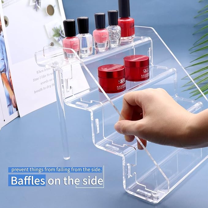 Sezanrpt Clear Acrylic Display Risers Stand Set of 2, Perfume Organizer Holder And Storage, Acrylic Cupcake Stand, Tiered Display Shelf for Funko Pop, Collections, Spice, Nail Polish, 9x8.3x6.7 inch