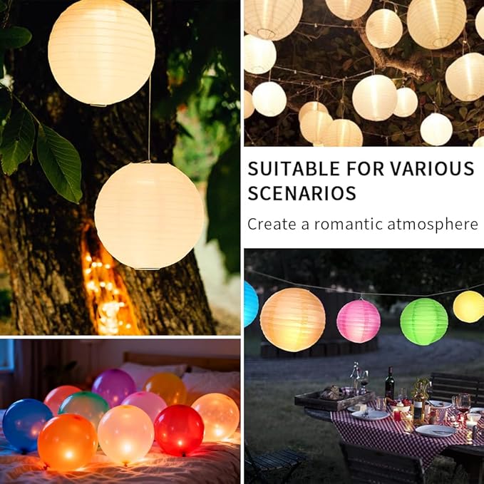 24PCS Mini LED Lights for Paper Lanterns, Balloons, Easter Eggs, Birthday Party, Wedding, Halloween, Christmas Decoration, Warm White, Last 36 Hours, Waterproof, Indoor Outdoor Use