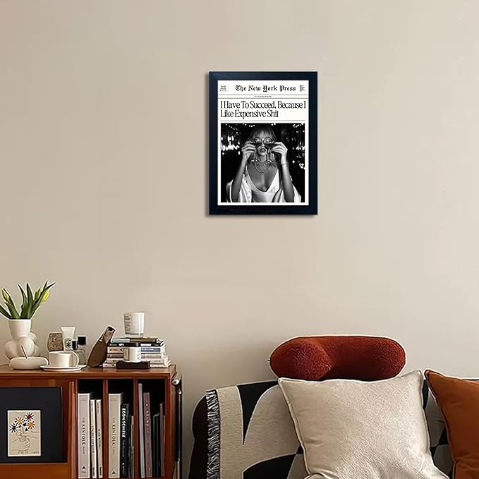 Trendy New Yorker Poster Framed Black And White Newspaper Wall Art Vintage Fashion Feminist Girl Dorm Room Bedroom Decorative Aesthetic Canvas Posters