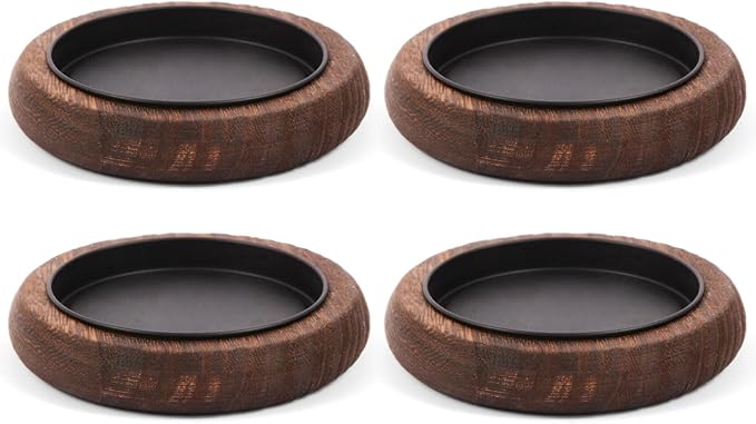 Hatway Wood Candle Holder Farmhouse Decor Wooden Pillar Candles Tray for Table Centerpiece Small Decorative Tray Riser Round Wooden Plate Pedestal Stand for Coffee Table for Christmas Decor Mu-4