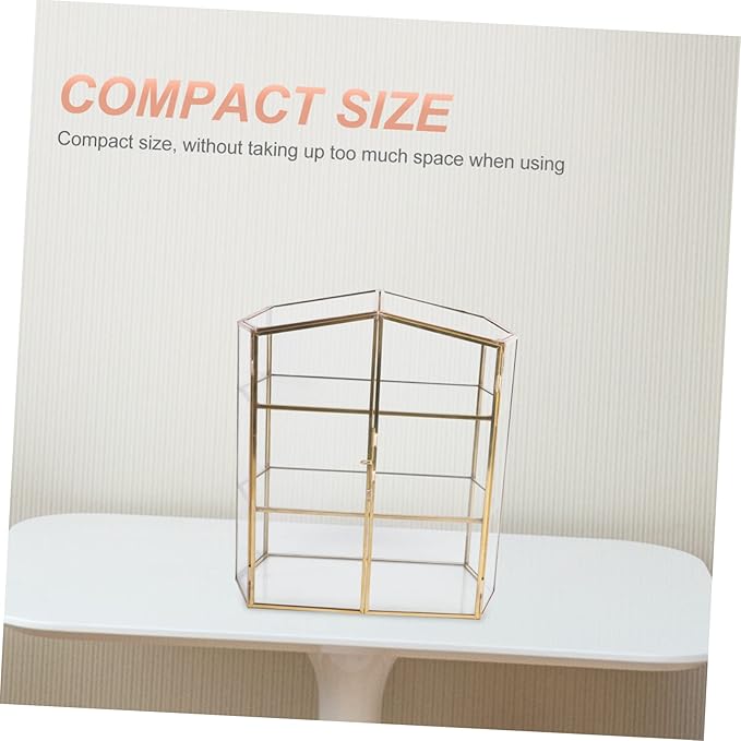 OUNONA 1Pc Glass Jewelry Box Aesthetic Desktop Cosmetics Organizer Durable Household Storage Case for Jewelry and Makeup Compact and Stylish Design