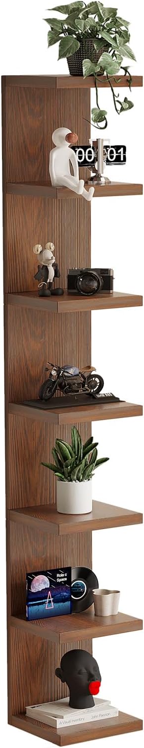 LitaEther Lack Wall Shelf,Display Floating Shelf (Solid Wood, 7 Tier)