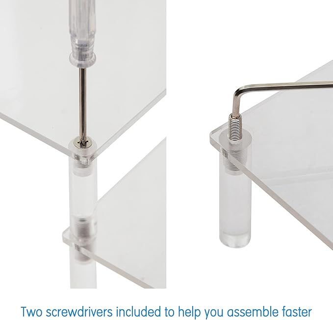 BYCY Clear 3 Tier Acrylic Cupcake Display Stand, Collection Organizer Shelf, Desserts Holder,Acrylic Display Riser for Cupcake ( 2 Pack 12“ x 10.2" x 6.3" )
