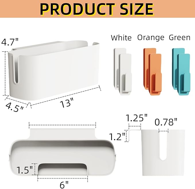 Bedside Organizer Caddy Hanging, Plastic, Green, 11 Lbs / 5 Kg Capacity, Elegant Style, Space-Saving, Rectangular, Hanging Mount